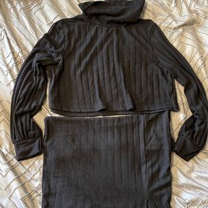 SHEIN Maternity Turtle Neck Lantern Sleeve Top & Slit Skirt